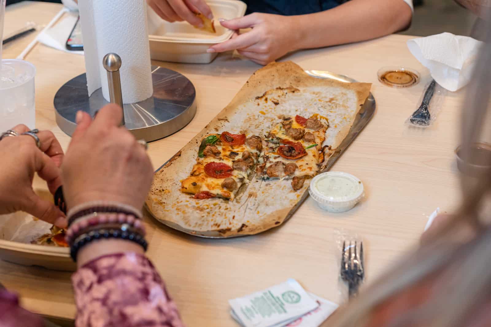 pizza on a platter